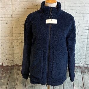 Alps & Meters NWT Full-zip Sherpa Fleece Women’s M Navy Blue Apres Ski Luxury
